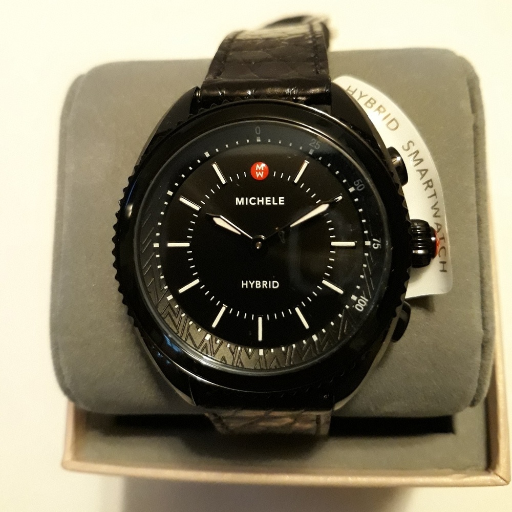 Michele Black Alligator & Sillicone Hybrid Watch